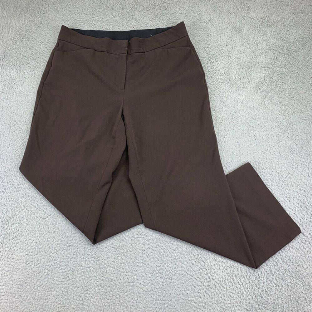 JM Collection Pants‎ Womens 14S Brown Short Mid-Rise Straight Leg Stretch 35x29